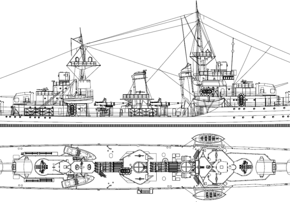 Эсминец USS DD-358 McDougaal 1941 [Destroyer] - чертежи, габариты, рисунки